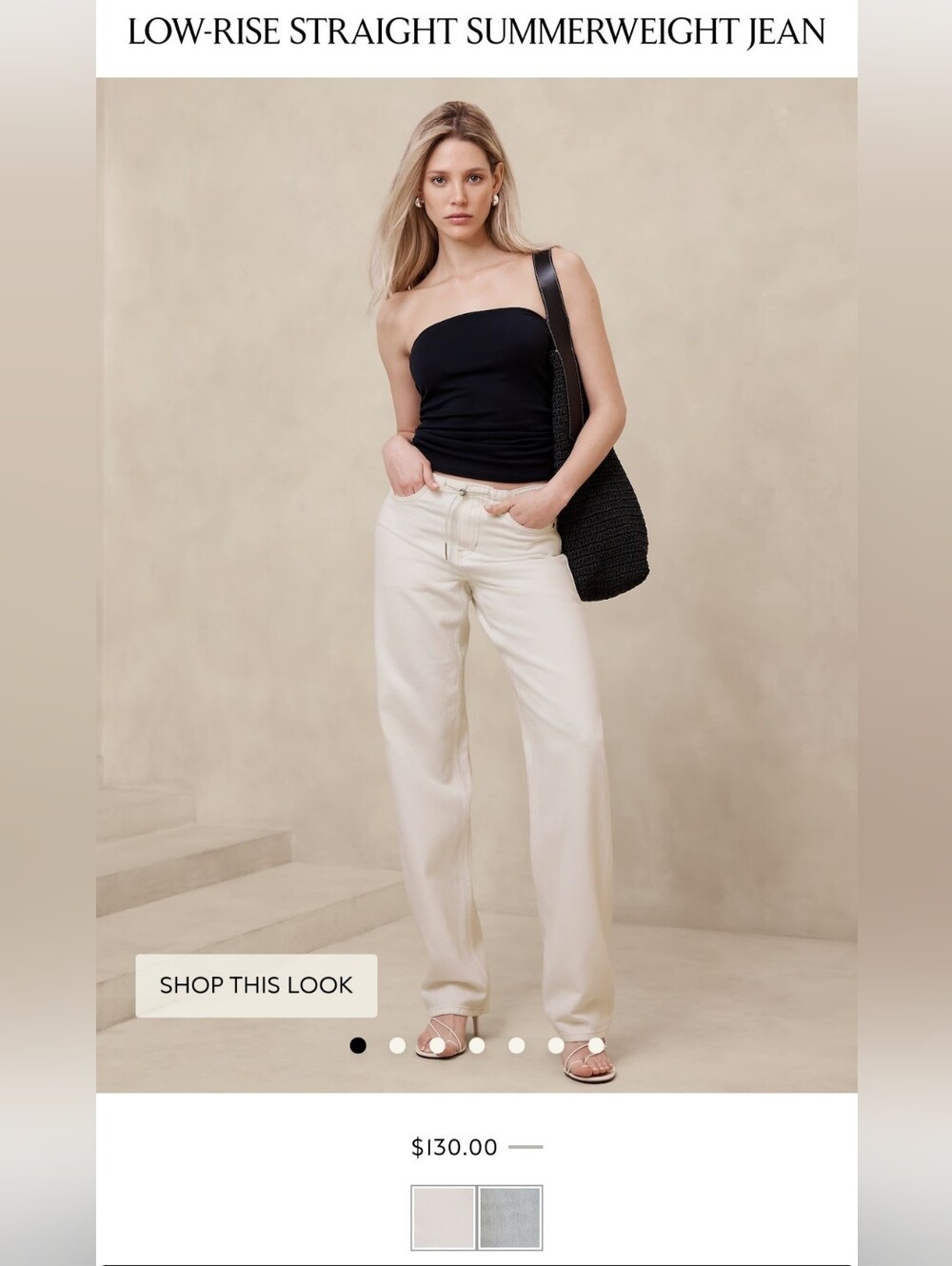 Banana Republic Cream Straight-Leg Drawstring Chinos
